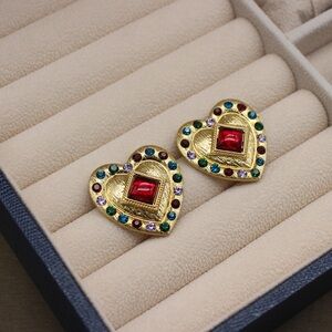 Bundle sales, 12 pairs of Heart shaped vintage earrings, silver posts